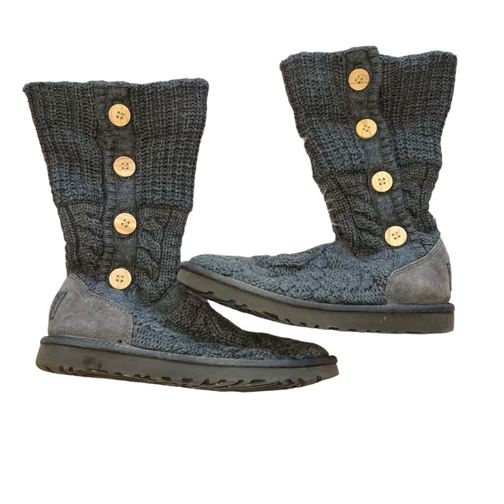 UGG Grey Button Sweater Foldable Warm Winter Boots